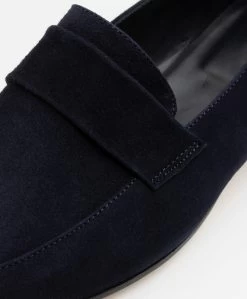 Panara Suède Instapper Met Platte Hak - Donkerblauw -Boetiek Modewinkel Panara Sude Instapper met Platte Hak Donkerblauw 1054