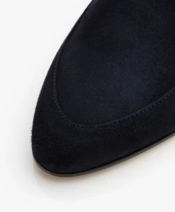 Panara Suède Instapper Met Platte Hak - Donkerblauw -Boetiek Modewinkel Panara Sude Instapper met Platte Hak Donkerblauw 1055