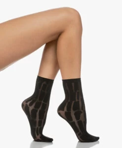 Wolford Shield Print Sokken - Zwart