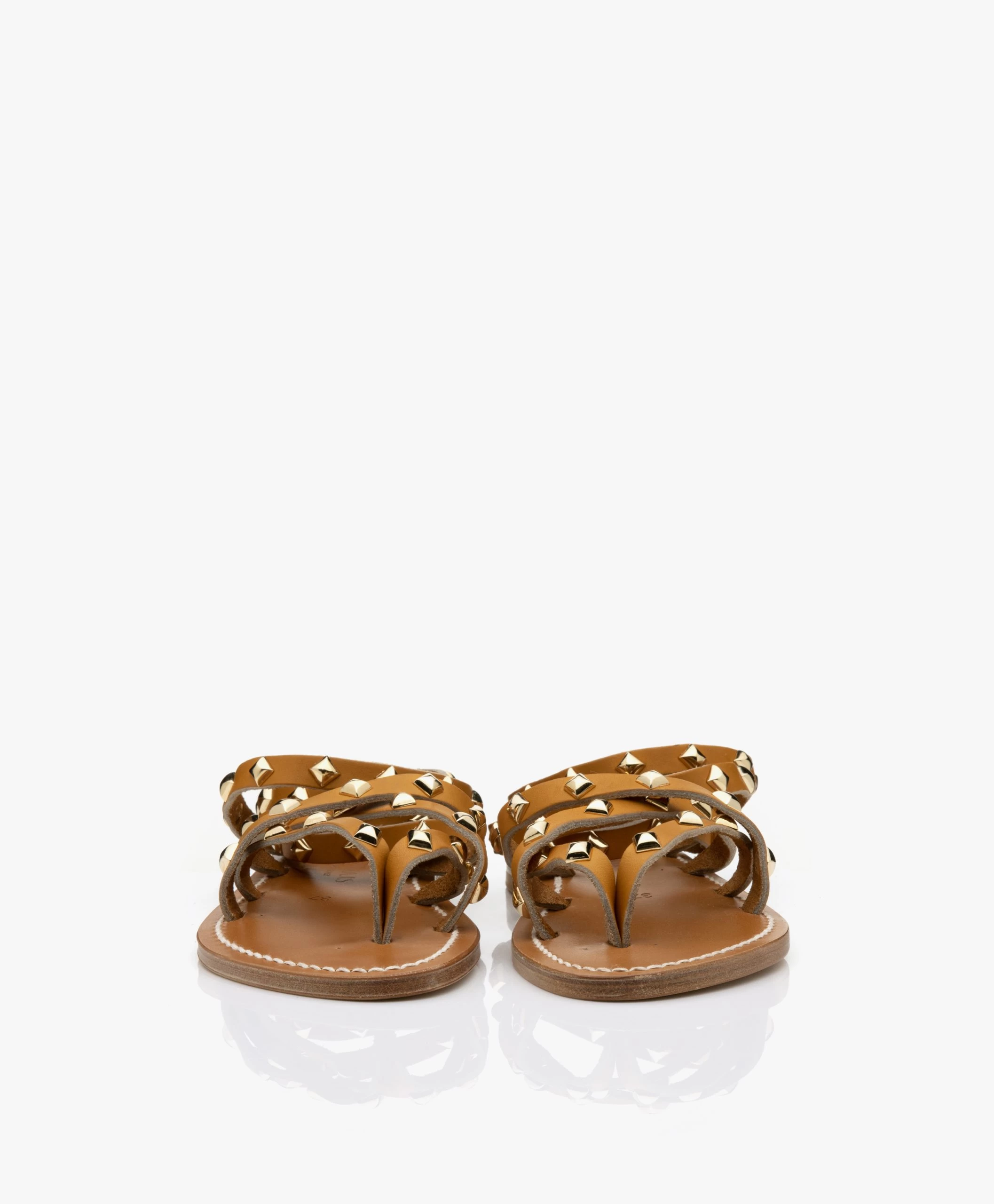 K. Jacques St. Tropez Zenobiepyr Leren Stud Sandalen - Camel 6 K. Jacques St. Tropez Zenobiepyr Leren Stud Sandalen - Camel - Afbeelding 4