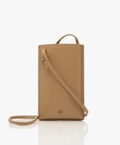 By Malene Birger Aya Leren Telefoontasje - Zand