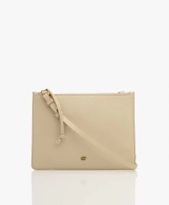 By Malene Birger Aya Leren Schouder-/Cross-Body Tas - Aged Beige