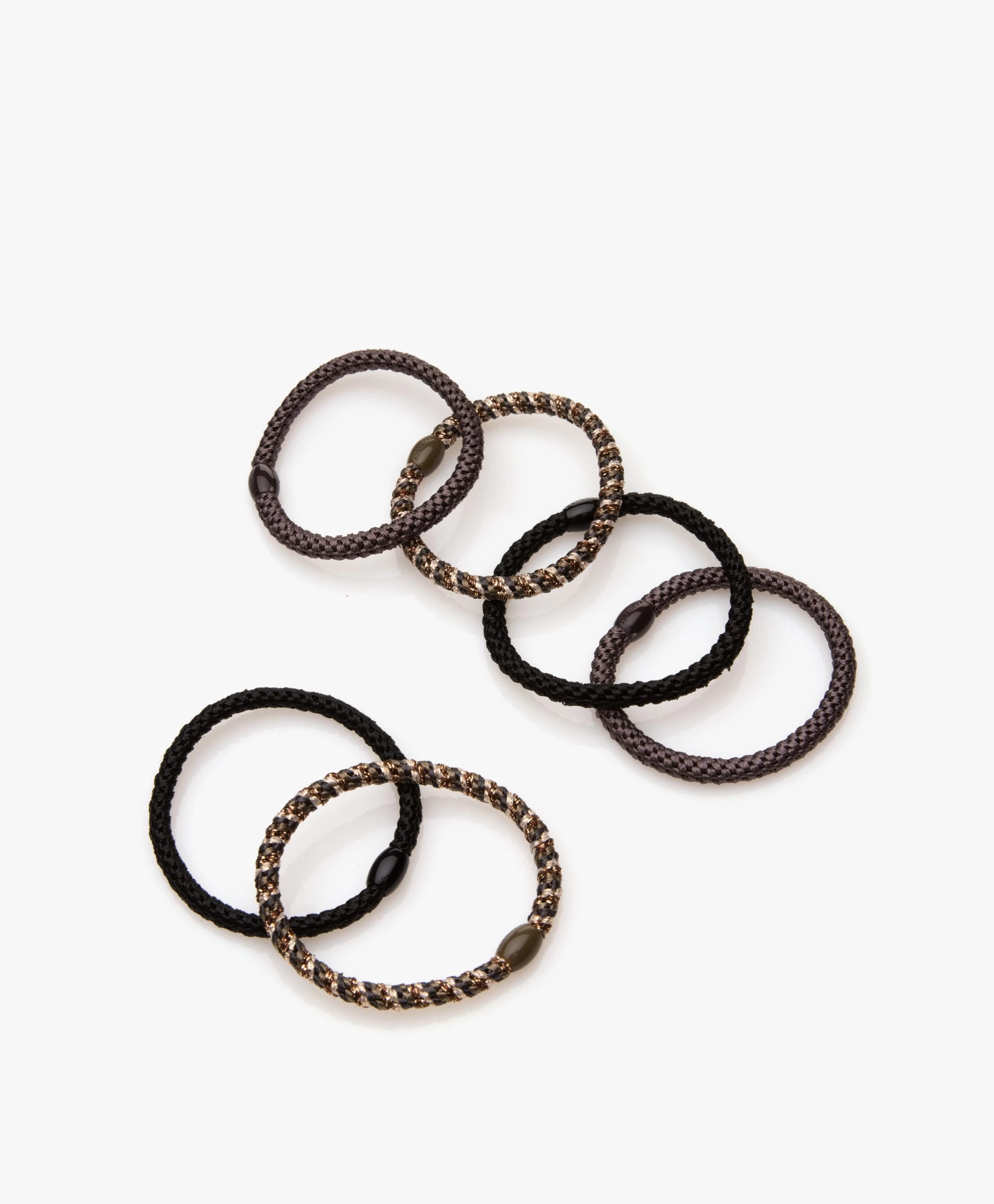 Kknekki By Bon Dep 6 Haarelastiekjes - Grijs/Zwart/Bruin/Off-White 4 Kknekki By Bon Dep 6 Haarelastiekjes - Grijs/Zwart/Bruin/Off-White - Afbeelding 2