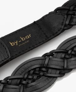 By-Bar Gevlochten Leren Riem - Zwart -Boetiek Modewinkel by bar Braided Leather Belt Black 05