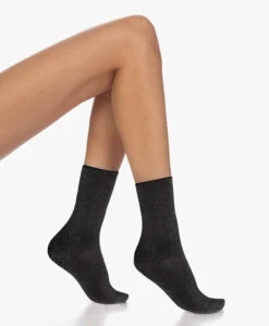 Wolford Stardust Lurex 60 Denier Sokken - Zwart/Pewter