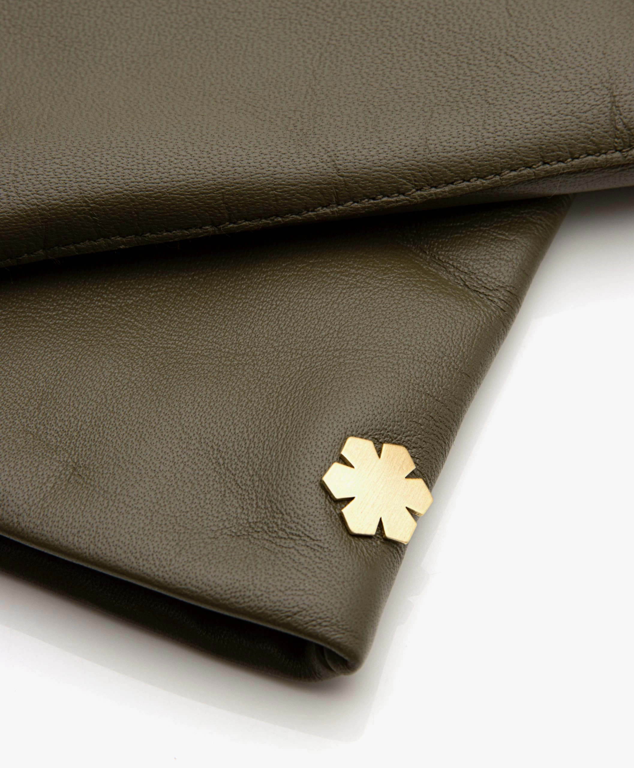 Rhanders Anna Lamsleren Handschoenen - Legergroen 4 Rhanders Anna Lamsleren Handschoenen - Legergroen - Afbeelding 2