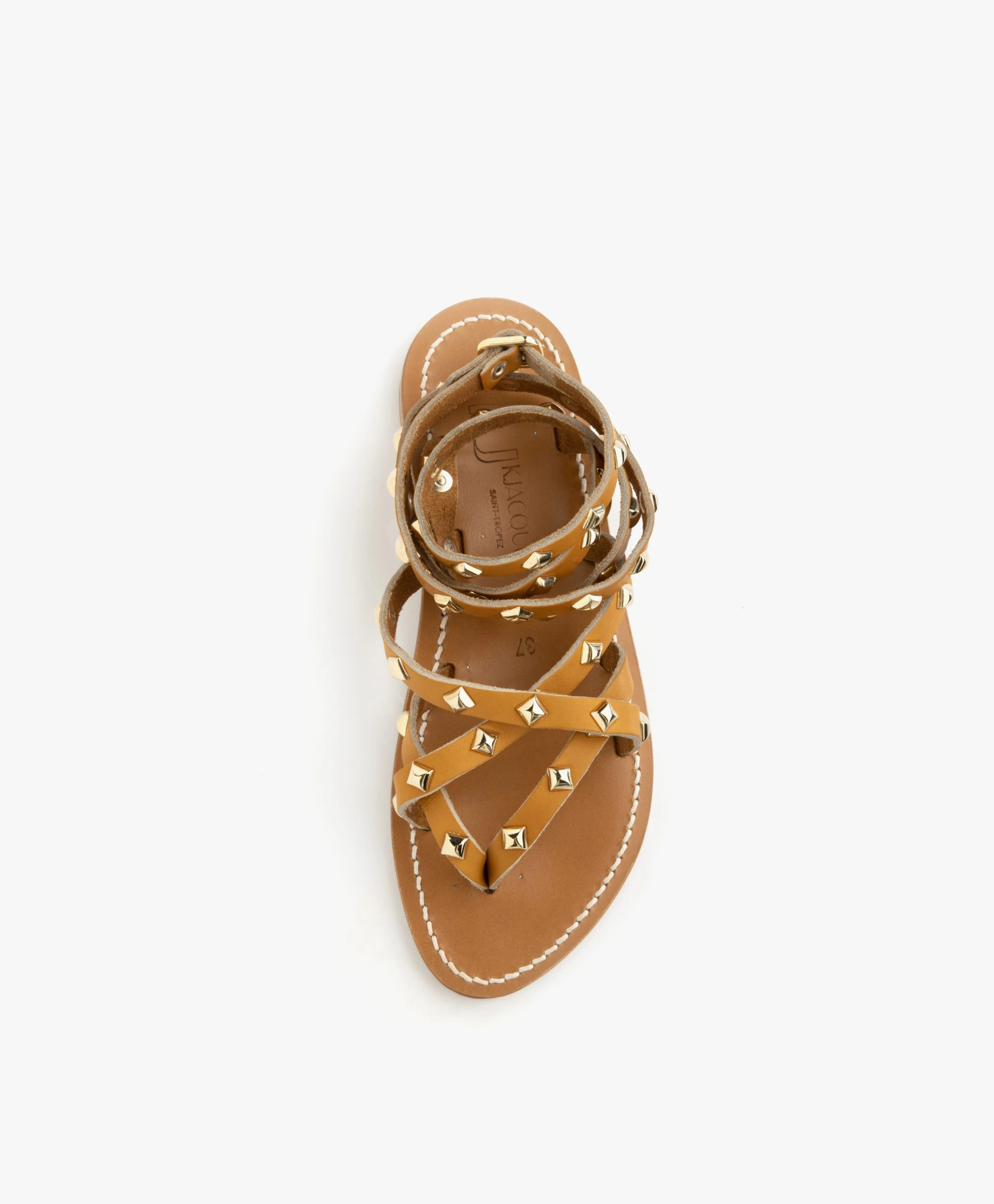K. Jacques St. Tropez Zenobiepyr Leren Stud Sandalen - Camel 10 K. Jacques St. Tropez Zenobiepyr Leren Stud Sandalen - Camel - Afbeelding 8