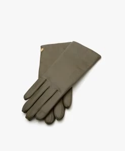 Rhanders Anna Lamsleren Handschoenen - Legergroen