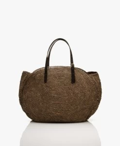 Rabarany Nell Xl Raffia Schoudertas - Thé