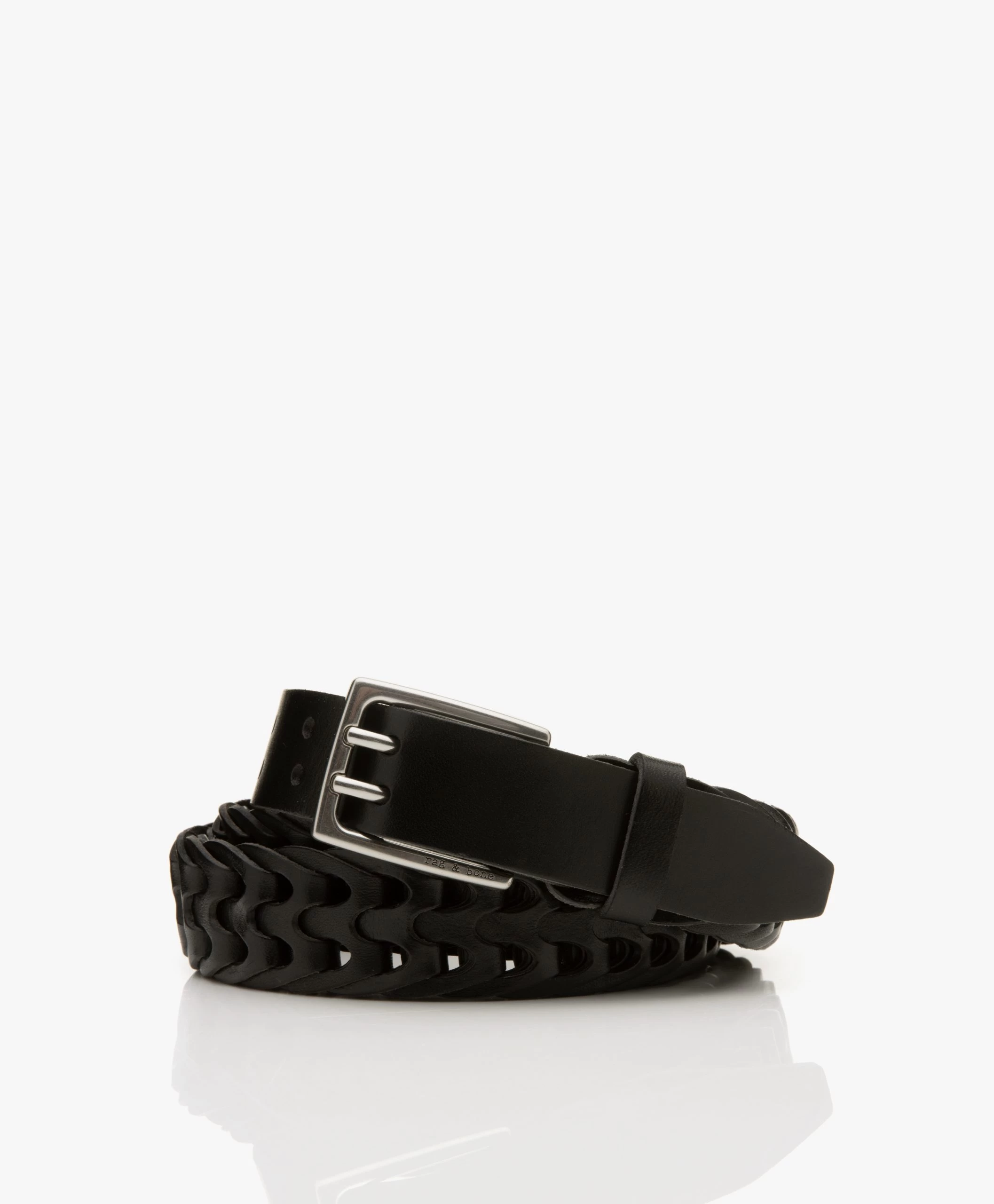 Rag & Bone Mini Gevlochten Leren Riem - Zwart 3 Rag & Bone Mini Gevlochten Leren Riem - Zwart