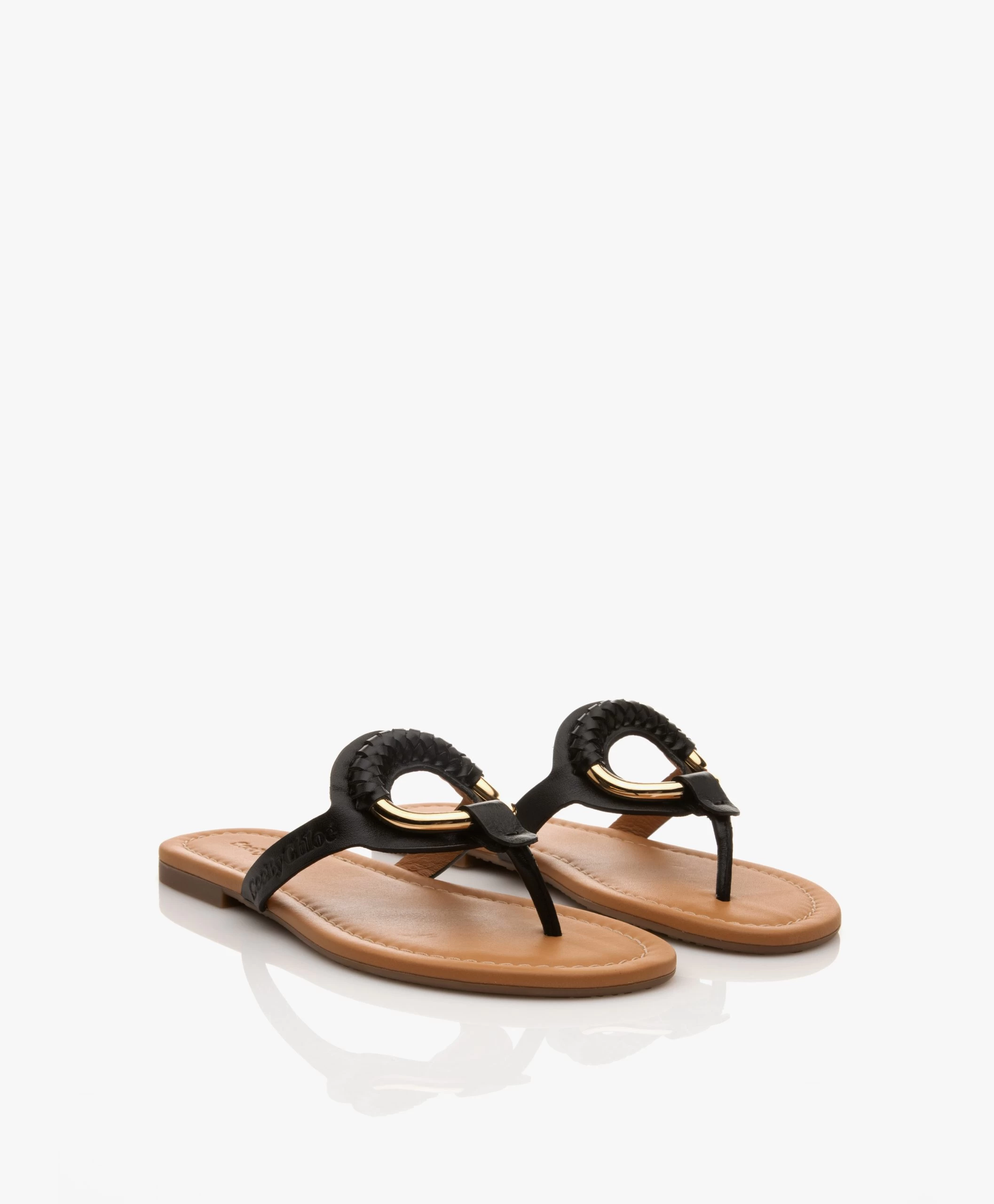 See By Chloé Hana Leren Slippers - Zwart/Bruin 5 See By Chloé Hana Leren Slippers - Zwart/Bruin - Afbeelding 3