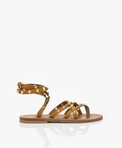 K. Jacques St. Tropez Zenobiepyr Leren Stud Sandalen - Camel
