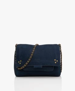 Jérôme Dreyfuss Jerome Dreyfuss Lulu M Leren Schouder/Cross-Body Tas - Imprime Croco Marine