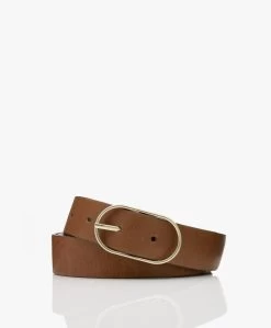 By-Bar Bella Leren Riem Met Ovale Gesp - Cognac