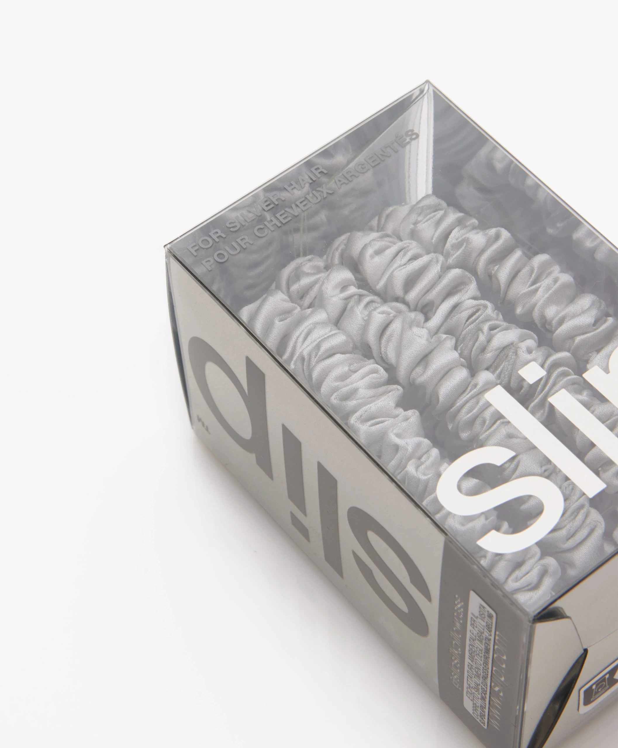 Slip™ 4-Pack Skinnies Zijden Scrunchies - Silver 6 Slip™ 4-Pack Skinnies Zijden Scrunchies - Silver - Afbeelding 4