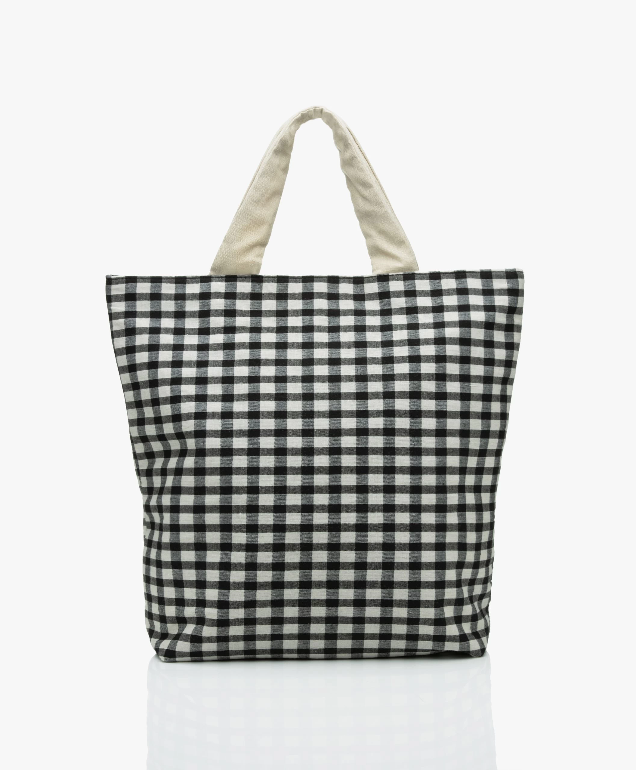 Monk & Anna Baya Geruite Shopper - Zwart/Wit 6 Monk & Anna Baya Geruite Shopper - Zwart/Wit - Afbeelding 4