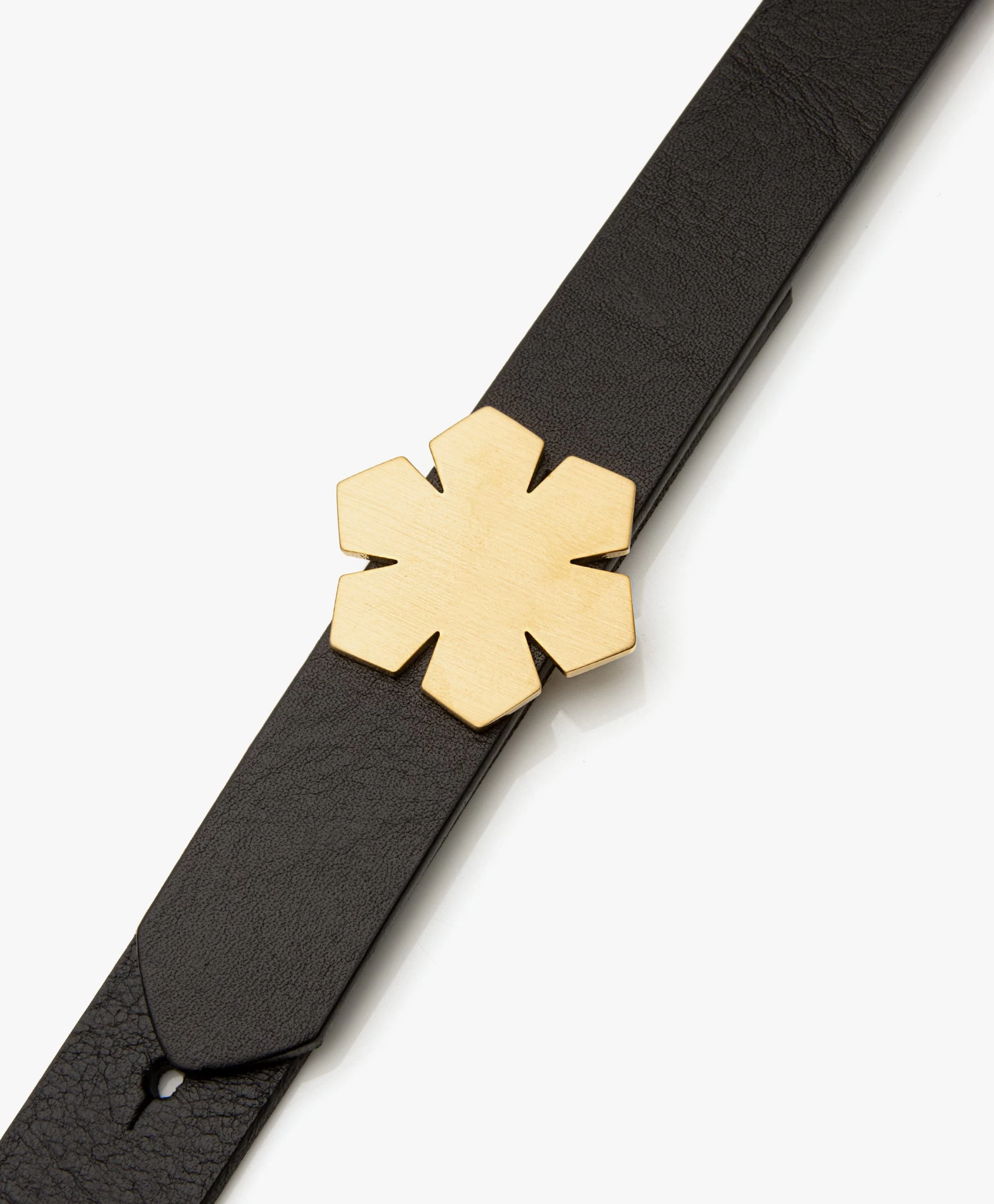 Rhanders Kalmus Leren Riem - Zwart/Goud 5 Rhanders Kalmus Leren Riem - Zwart/Goud - Afbeelding 3