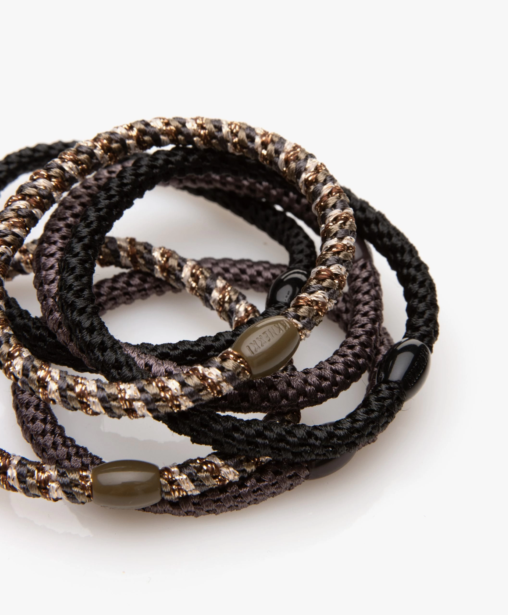 Kknekki By Bon Dep 6 Haarelastiekjes - Grijs/Zwart/Bruin/Off-White 3 Kknekki By Bon Dep 6 Haarelastiekjes - Grijs/Zwart/Bruin/Off-White